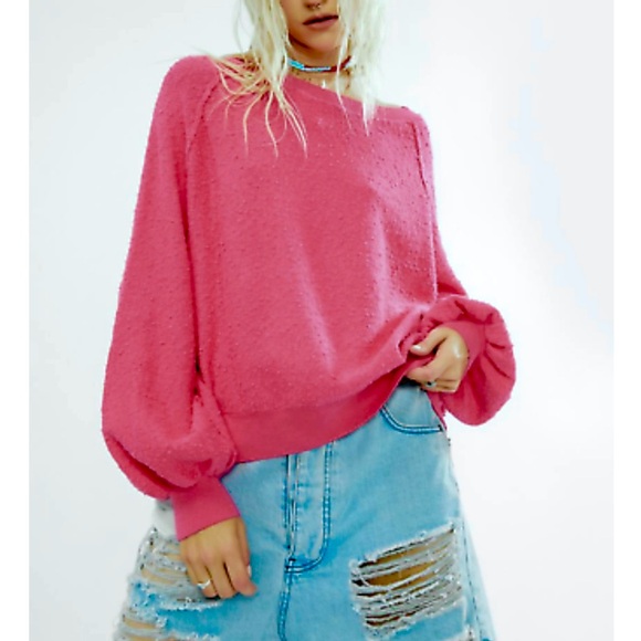 Free People Hot Pink Sweater Size Medium - Picture 6 of 10